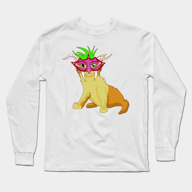 Mardi Gras Cat Long Sleeve T-Shirt by macpeters